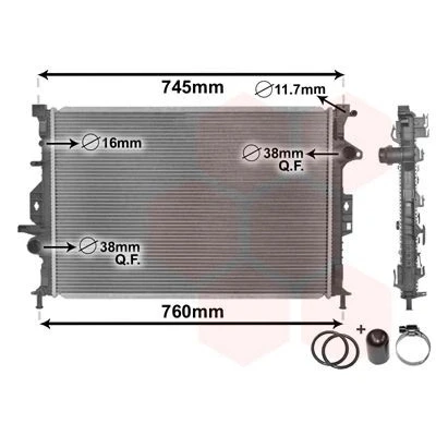 Imagen de VAN WEZEL 18002425 Radiador, refrigeración del motor FORD: FOCUS 3, S Max Mk1, C 2, LAND ROVER: Range Rover Evoque, VOLVO: S60 II, XC60 I, S80 II