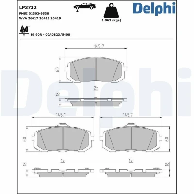 Imagen de DELPHI LP3732 Juego de pastillas freno con avisador acústico desgaste Chapa antichirridos sin accesorios
