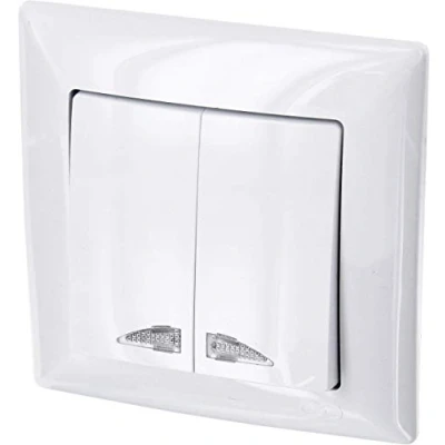 Imagen de Interruptor de serie empotrado, LED, abrazadera enchufe, todo en uno, G1, color blanco puro
