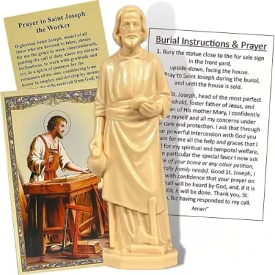 Imagen de Tarrapu estatua de San José para vender casas: juego con tarjetas instrucciones y oración: casa, 3 pulgadas, completo