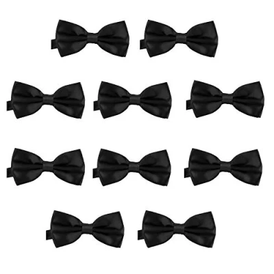 Imagen de DonDon Set de 10 Pajarita para hombre 12 x 6 cm ajustable y lista usar Negro