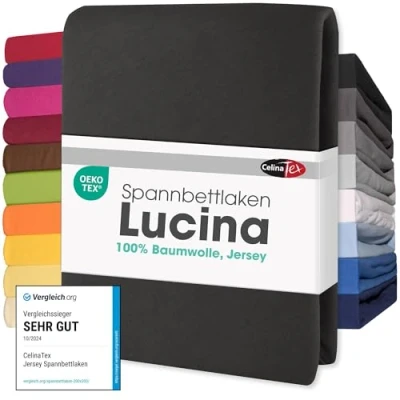 Imagen de CelinaTex Lucina Sábanas Ajustables Revestimiento para Cama Boxspring algodón 90x200 100x200 cm Negro