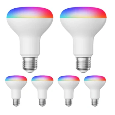 Imagen de ledscom.de 6 piezas E27 bombillas LED RGB, R80, blanco cálido frío (2700 6300 K), 9,9 W, 950lm, Smart Home, WLAN, Alexa, mate