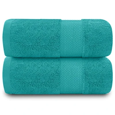 Imagen de GC GAVENO CAVAILIA Juego de toallas baño suaves 2 algodón egipcio Colección hotel 700 g/m² Juegos absorbentes verde azulado 70 x 125 cm