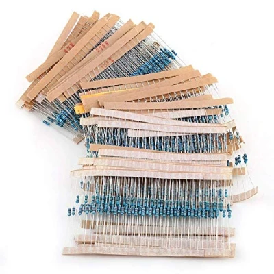 Imagen de 1280pcs 1 / 4W 64 Valores 10M ohmio Resistencias Surtido Conjunto de Componentes Película Metálica Estable Alta Precisión