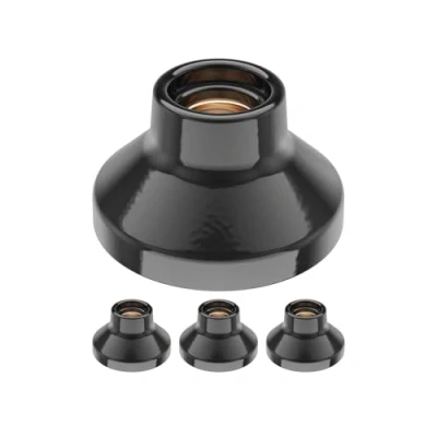 Imagen de ledscom.de 4 piezas portalámpara de techo ELEKTRA, porcelana, negro brillante, 1x E27 máx. 300W