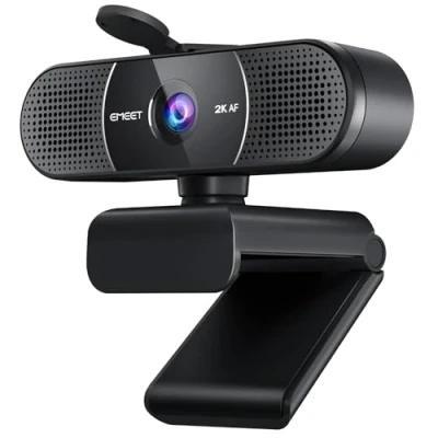 Imagen de EMEET cámara web C960 2K con micrófono, QHD, 2 micrófonos de reducción ruido, transmisión enfoque automático PDAF cubierta privacidad, USB Plug &amp; Play para