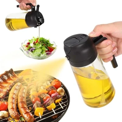 Imagen de Blendura Spray Aceite Cocina, 2 en 1 Pulverizador Spray, 470ml Aceitera Oil Bottle Freidora Aire para Barbacoa, Parrilla, Ensaladas