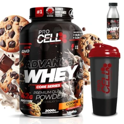 Imagen de PACK Procell Proteinas Whey Advanced 2Kg (Cookie Dough) + Batido Monodosis Shaker &quot;REGALO&quot; Proteina concentrada Gana masa muscular, en polvo Batidos de