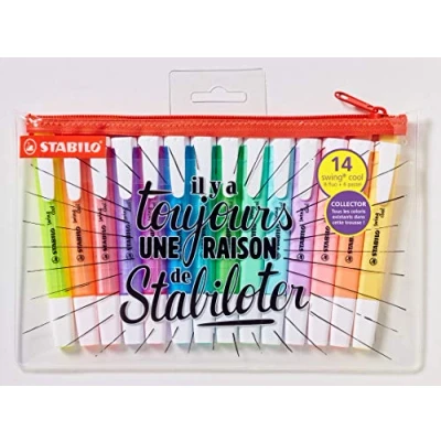 Imagen de Marcador STABILO swing cool Estuche con cremallera 14 colores fluo y pastel
