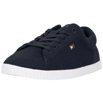 Imagen de Tommy Hilfiger Zapatillas sneaker de punto Mujer Flag Lace Up Calzado, Azul, 36