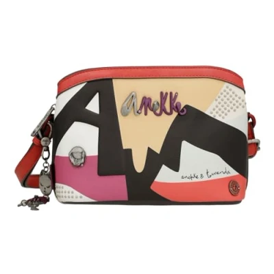 Imagen de Anekke Bandolera Mediana Mujer de Polipiel para con Correa Ajustable y Cierres Cremallera 3 Compartimentos Accesorios Complementos Medidas 23x16x11 cm