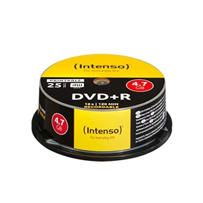 Imagen de INTENSO DVD+R 4;7GB; 16X; PRINTABLE; CCAKE BOX 25