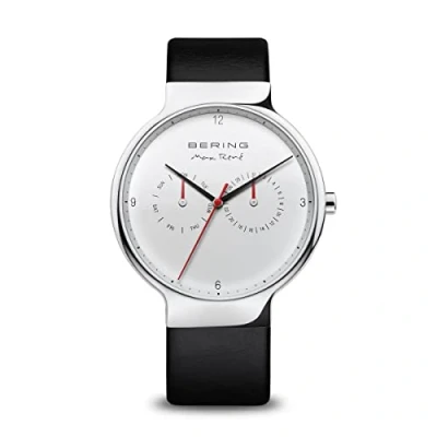 Imagen de BERING Hombre Análoga Cuarzo Reloj de Pulsera colección con Piel becerro Cristal Zafiro, Negro/Plata