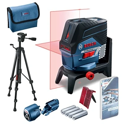 Imagen de Bosch Professional Nivel Láser GCL 2 50 C (láser rojo, interior, con función aplicación, soporte, trípode BT 150, alcance visible: hasta 20 m, 4x pilas AA, en caja)