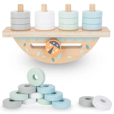 Imagen de Mamabrum, ábaco Rompecabezas de Madera, 12 Discos Aprendizaje Colores, Formas y a Contar, para niños Partir 18 Meses Juguete Montessori 1 año Cubo motricidad