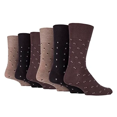 Imagen de 6 pares de mens Gentle Grip sin calcetines elásticos, 39 45 eur colores surtidos cuadrados (MGG20)