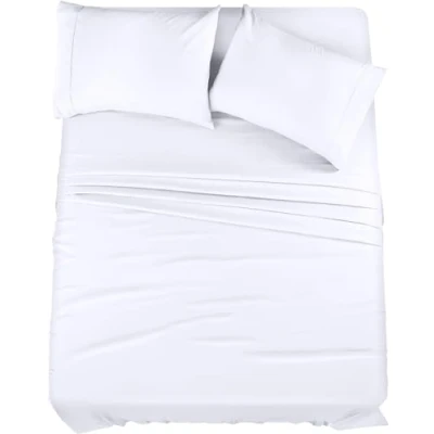 Imagen de Utopia Bedding Juego de sábanas Microfibra 4 Piezas (Blanco, matrimonial)