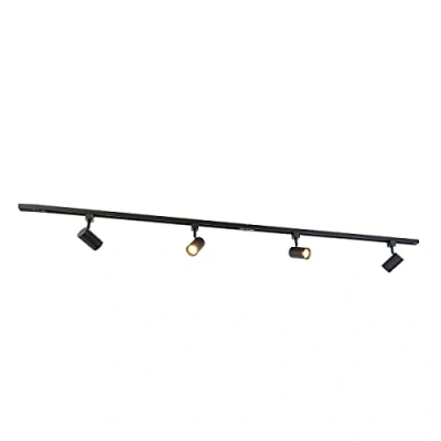Imagen de QAZQA Sistema de carril moderno monofásico con 4 focos negros Jeana Acero Alargada Adecuado para LED Max. x 50 Watt