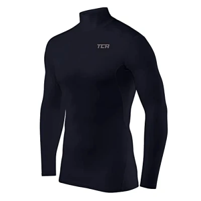 Imagen de TCA Camiseta Interior Manga Larga HyperFusion de Compresión para Hombres Azul Oscuro Cuello Alto, S