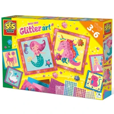 Imagen de SES Creative Mess Free Glitter Art Set Einhorn Arte con Brillantina Que no ensucia, Multicolor, Small/Medium (14645)