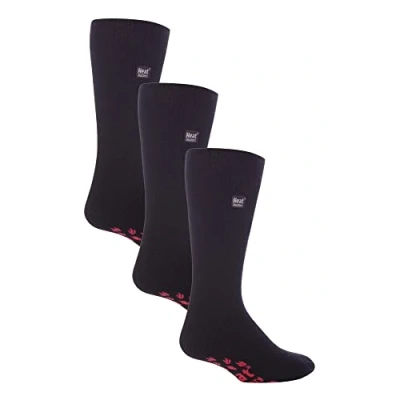 Imagen de HEAT HOLDERS 3 pares de calcetines térmicos para frío transpirable rendimiento invierno, negro y rojo, 39 45