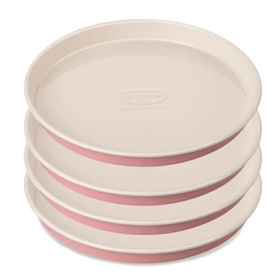 Imagen de Dr. Oetker Molde Layer Cake, Diseño Retro, Redondo para Tartas con Revestimiento Antiadherente Especial Refuerzo Cerámico, Color Rosa/Crema, 17x3 cm, 4 uds.
