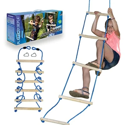 Imagen de Schildkröt Ladder, Accesorio Jungle Line, Escalera de Cuerda Robusta 2,5 Metros Largo, 6 Peldaños Madera (970713)