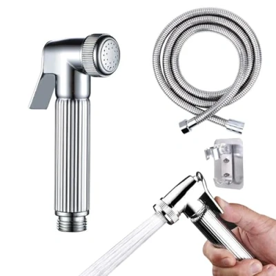 Imagen de Grifo Wc de Acero Inoxidable, Ducha Higienica para con Manguera, Inodoro, Bidé y Baño, Juego Bidet Wc, Plateado, Bidet, 150cm