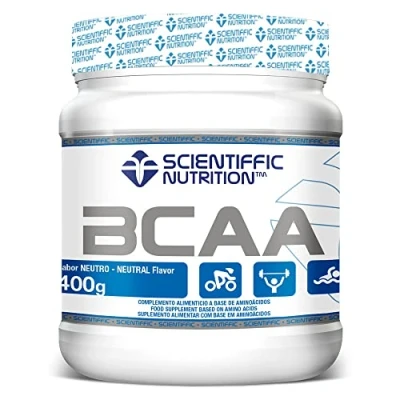 Imagen de Scientiffic Nutrition BCAA, Aminoácidos Esenciales Ramificados en Polvo Proporción 2:1:1, Mejora la Recuperación Muscular y el Aumento de Masa Sin Sabor, 400g.