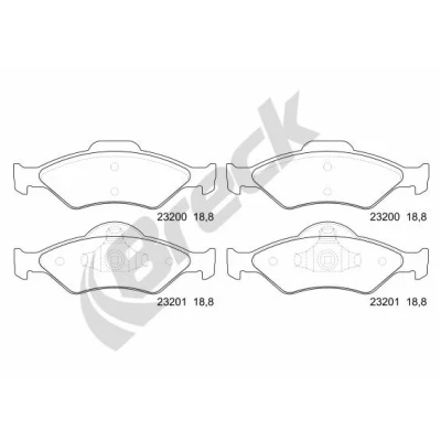 Imagen de BRECK 23200 00 702 Juego de pastillas freno no preparado para indicador desgaste FORD: KA Hatchback, FIESTA 3, Escort 6
