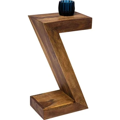 Imagen de Kare Design Mesa Auxiliar Authentico Z, Marrón, Madera, Boho, Mesita de noche, centro para sala estar, dormitorio, oficina, 55x30x20cm