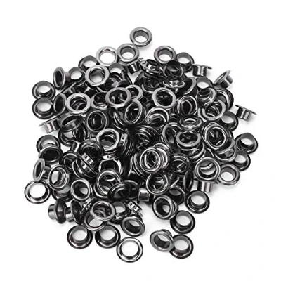 Imagen de HEEPDD Ojetes de Ojales 100 Piezas, latón Sustitución reparación Estilo Antiguo Metal sólido con Kit Juntas Piezas 6 mm(Color del Arma)