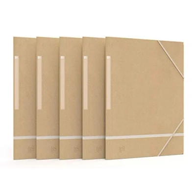 Imagen de OXFORD Carpeta de 3 solapas Touareg A4 con goma elástica para tarjetas recicladas, color beige natural