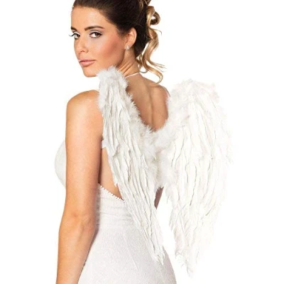 Imagen de Boland 52798 Alas de pluma ángel, tamaño 50 x cm, blanco, cupido, mensajero celestial, accesorio, navidad, disfraz, fiesta temática, carnaval