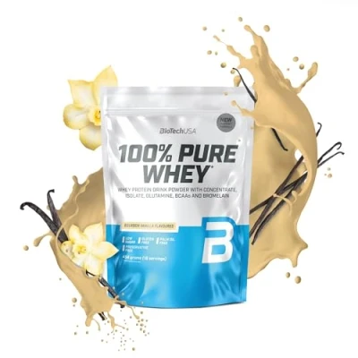 Imagen de BioTechUSA 100% Pure Whey Proteína en Polvo con BCAA y Glutamina Sin Gluten, Aceite de Palma, 454 g, Vainilla Bourbon