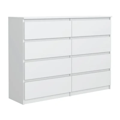 Imagen de MebLocker Cómoda con 8 cajones, 140 cm, ideal para salón, dormitorio, habitación de los niños, juvenil y oficina, solución moderna elegante almacenamiento organización estilo
