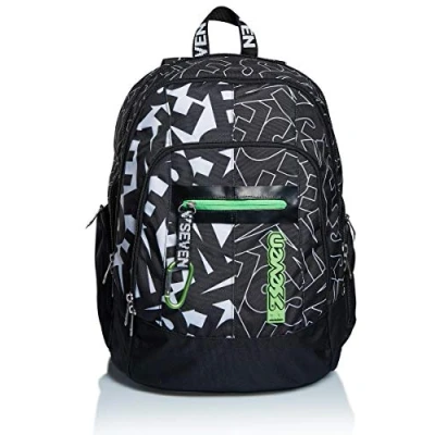 Imagen de Seven Mochila, Advanced, ALPHA BEAT Mochila acolchada, bolsa para libros, chicos&amp;chicas gran capacidad, la escuela, el deporte y tiempo libre, funda portátil, Negro