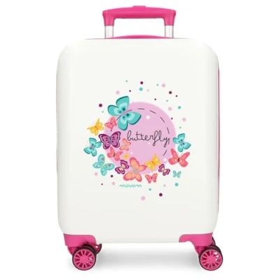 Imagen de MOVOM Butterfly Maleta de Cabina Blanco 33x50x20 cms Rígida ABS Cierre combinación Lateral 28,4L 2 kgs 4 Ruedas Dobles Equipaje Mano