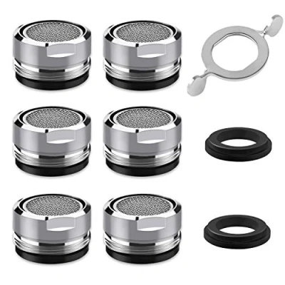 Imagen de Aireador Grifo Cocina M24, 6 piezas Adaptador Filtro con Filtros de Acero Inoxidable y ABS Incluye 8 Juntas 1 Llave, para Grifos