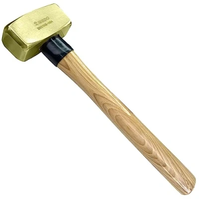 Imagen de WEDO Manopla con mango de madera, cabeza martillo forjada, 1000 g, latón 320 mm, herramienta seguridad,
