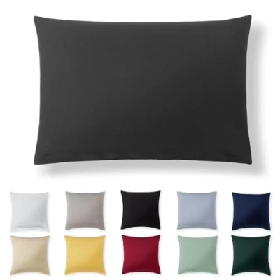 Imagen de Alreya Funda de Almohada 100% Algodón Jersey 40 x 60 cm Antracita Cojín para Cama 40x60 sofá hipoalergénica