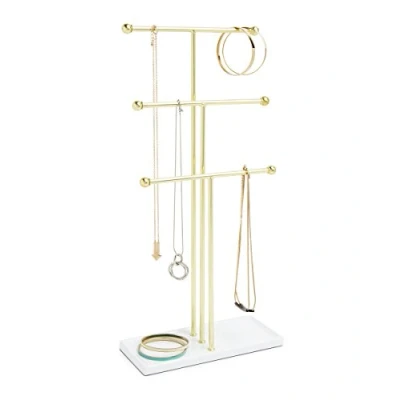 Imagen de Umbra Trigem Soporte de joyería, Acero, Blanco/Laton