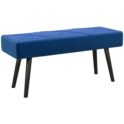Imagen de HOMCOM Taburete Pie de Cama Multifuncional Banco Moderno Dormitorio con Pies Acero y Asiento Acolchado Carga 120 kg para Entrada Pasillo 100x36x45 cm Azul Oscuro