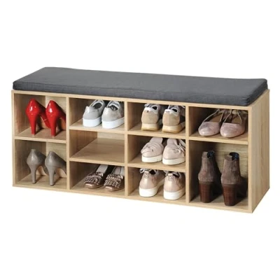 Imagen de Kesper Zapatero con cojín, decoración en Madera, Color Roble, 103,5 x 31 12 cm