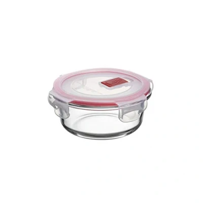 Imagen de Tatay Fiambrebra de Alimentos, Vidrio, Hermética, 0.4 L Capacidad, Tapa Clip, Libre BPA, Apto Microondas, Horno, Congelador y Lavavajillas, Color Rojo, Medidas 13.7 x 13.7x 6.2 cm