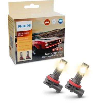 Imagen de Philips Ultinon Classic lámpara LED para faros de coche (H11), luz blanca cálida 3.500K, color halógena, 80% más brillo, fácil ajuste, juego 2