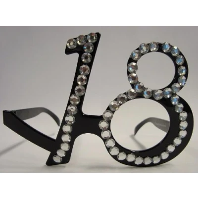 Imagen de Folat B.V. Gafas de 18 cumpleaños negras con marco diamante, Color (Creative 8714572216531)