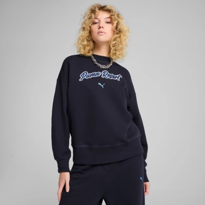 Imagen de Puma Premium ESS MIT Grafik Sudadera, Mujer, Talla: Medium, New navy