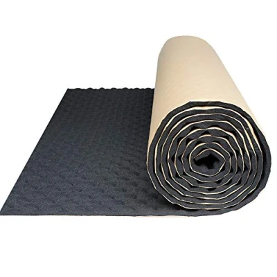 Imagen de sourcing map 50cmX200cm Aislante Térmico Insonorizante Forro Papel Autoadhesivo Espuma Ondulada Acústico Insonorización Coche Negro